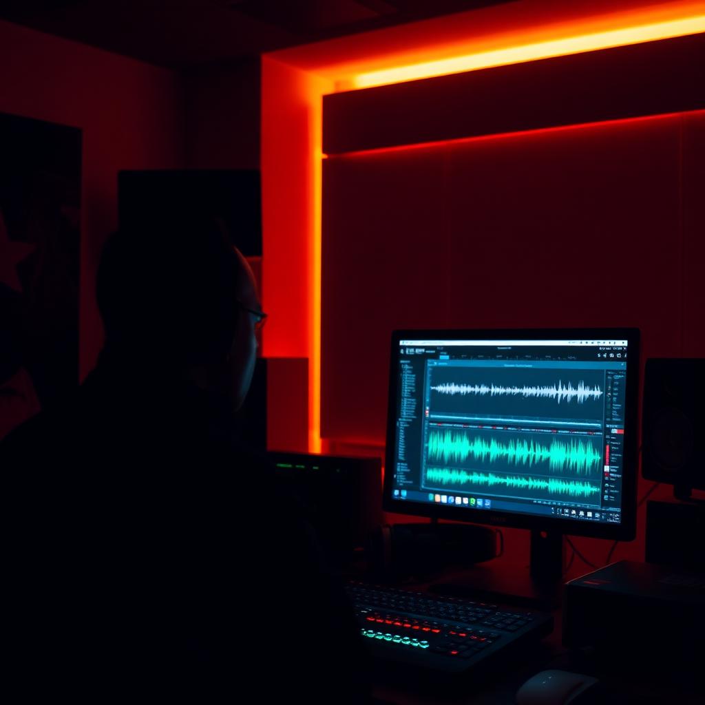 Producer working at console in I-See Music Studio